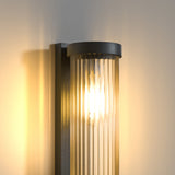 Lampe d'extérieur moderne cylindrique en métal et verre solaire IP65 étanche