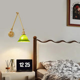 Applique Vintage À Bras Articulé Réglable En Verre Vert