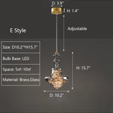 Lampe Suspendue Moderne En Verre Gris Ciel Étoilé
