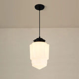 Lampe Pendante Géométrique En Verre Au Lait Blanc Vintage