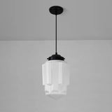 Lampe Pendante Géométrique En Verre Au Lait Blanc Vintage