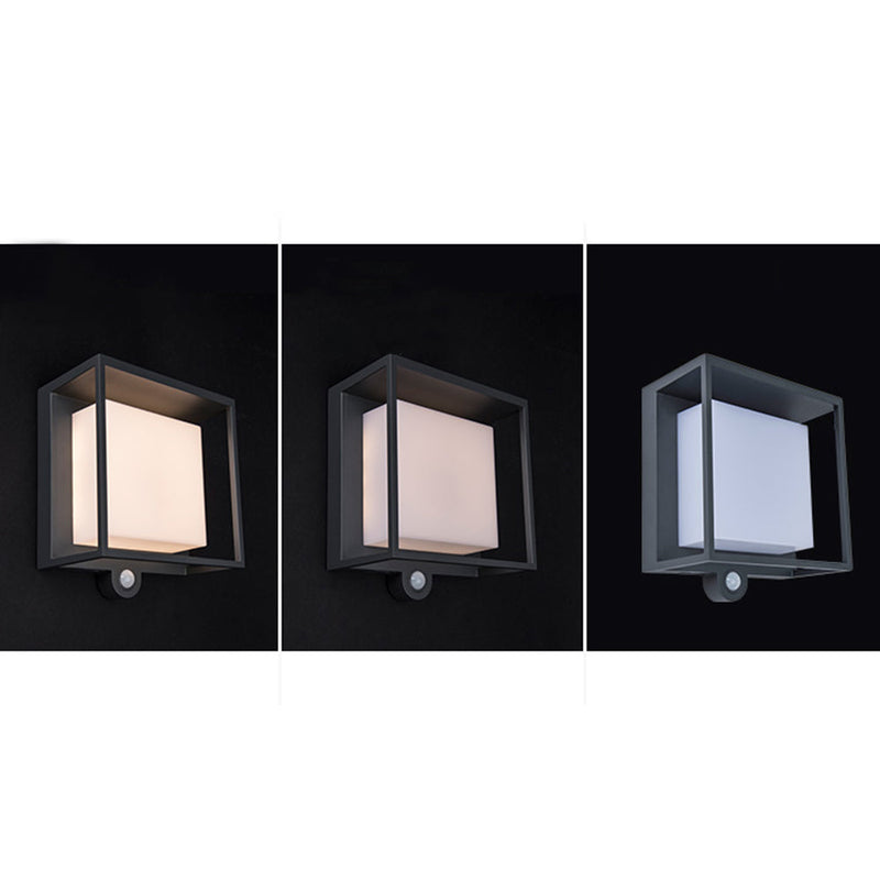 Lampe murale d'extérieur moderne, rectangulaire, en acrylique, à capteur, alimentée par l'énergie solaire et étanche IP65