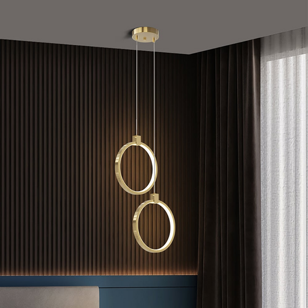 Lampe pendante circulaire à 2 lumières en laiton doré Charmed Hanging Light
