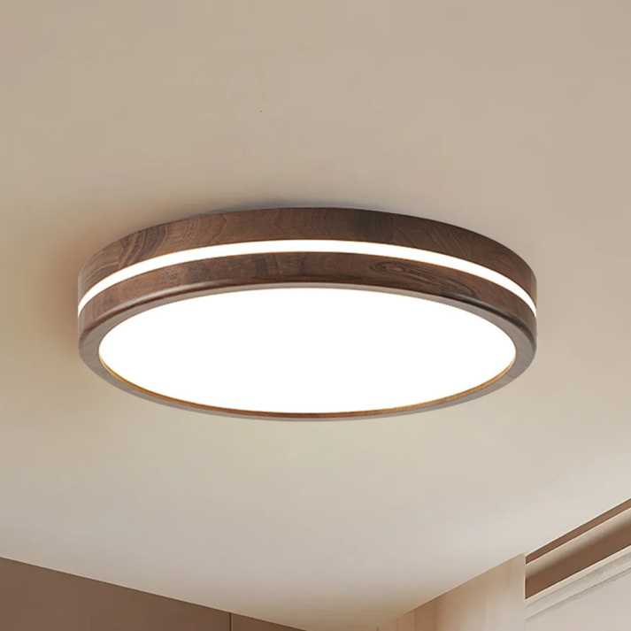 Lampe de plafond ronde en bois