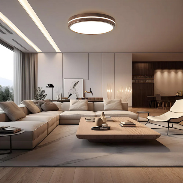 Lampe de plafond ronde en bois
