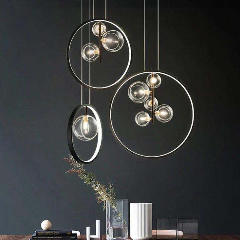 Nordic Bubble Lampes Suspendues En Verre Avec Anneau