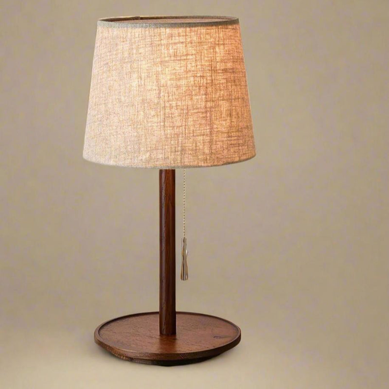 Gentle Glow - Lampe En Noyer Nordique Avec Accents En Tissu De Luxe