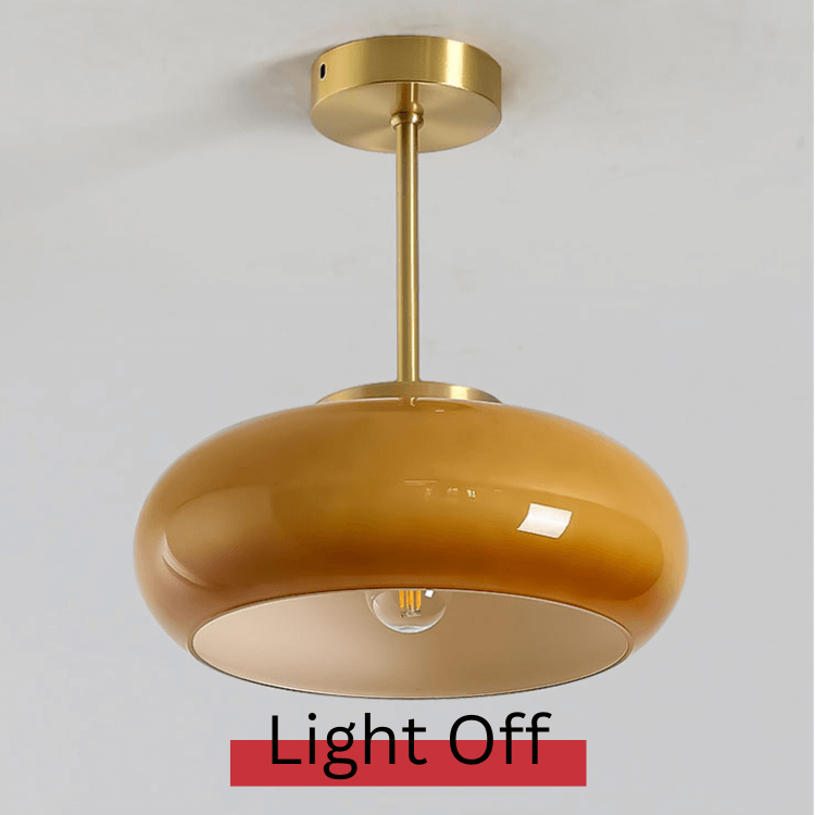 Domelight™ | 11" Plafonnier Vintage Semi Flush avec abat-jour en verre dôme orange