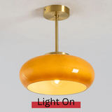 Domelight™ | 11" Plafonnier Vintage Semi Flush avec abat-jour en verre dôme orange