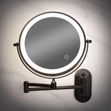 Miroir grossissant à LED noir rechargeable pour le maquillage et la salle de bain