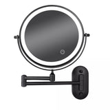 Miroir grossissant à LED noir rechargeable pour le maquillage et la salle de bain