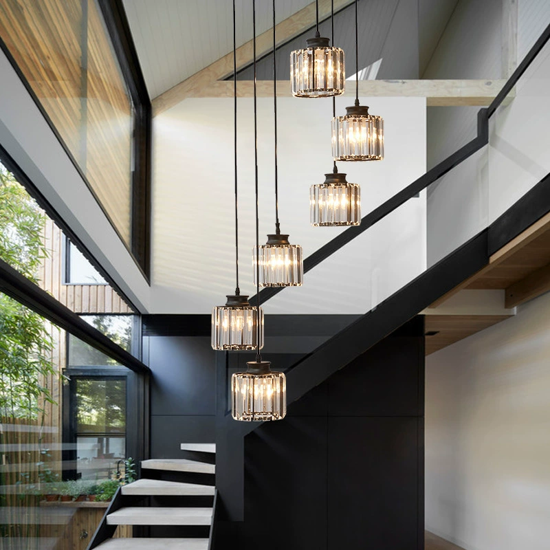 Lustre d'escalier vintage en cristal