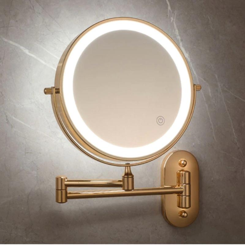 Or Miroir grossissant LED rechargeable pour le maquillage et la salle de bain