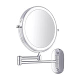 Argent chromé Miroir grossissant LED rechargeable pour le maquillage et la salle de bain