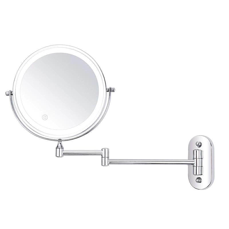 Argent chromé Miroir grossissant LED rechargeable pour le maquillage et la salle de bain