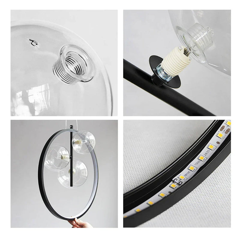 Nordic Bubble Lampes Suspendues En Verre Avec Anneau