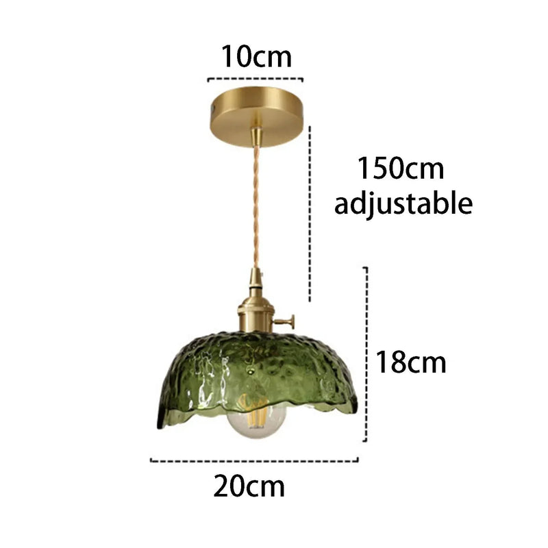 Lampe à suspension irrégulière en verre de laiton