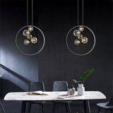 Suspension Noire Minimaliste en Verre Globe LED