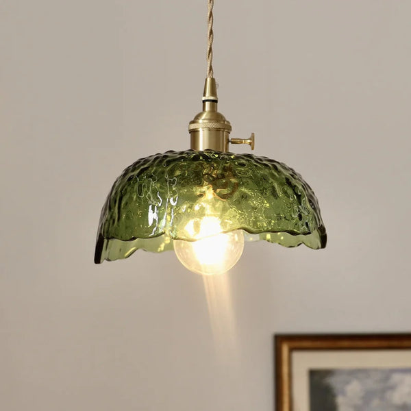 Lampe À Suspension Irrégulière En Verre De Laiton