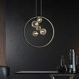 Suspension Noire Minimaliste en Verre Globe LED