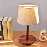 Gentle Glow - Lampe En Noyer Nordique Avec Accents En Tissu De Luxe