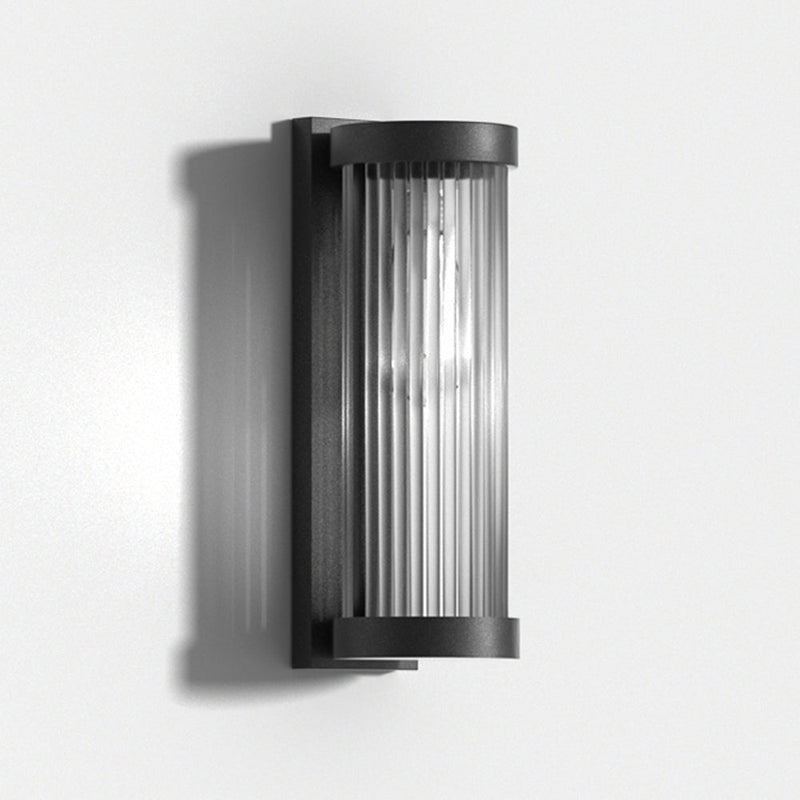 Lampe d'extérieur moderne cylindrique en métal et verre solaire IP65 étanche