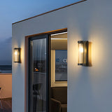 Lampe d'extérieur moderne cylindrique en métal et verre solaire IP65 étanche