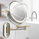 Argent Chromé Miroir Grossissant Led Rechargeable Pour Le Maquillage Et La Salle De Bain