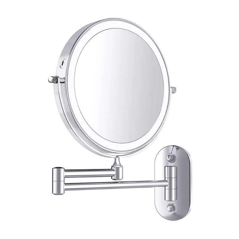 Argent Chromé Miroir Grossissant Led Rechargeable Pour Le Maquillage Et La Salle De Bain