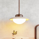 Lampe suspendue en noyer et pierre