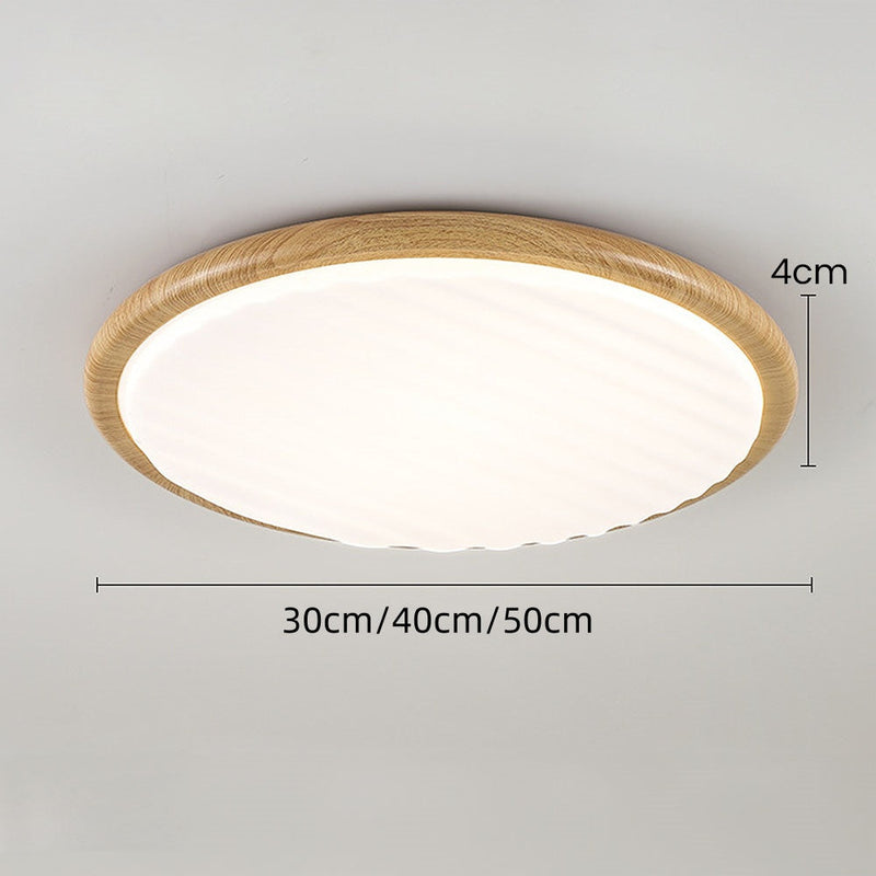 ronde en bois plié LED plafonnier chambre à coucher