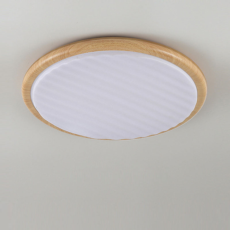 ronde en bois plié LED plafonnier chambre à coucher