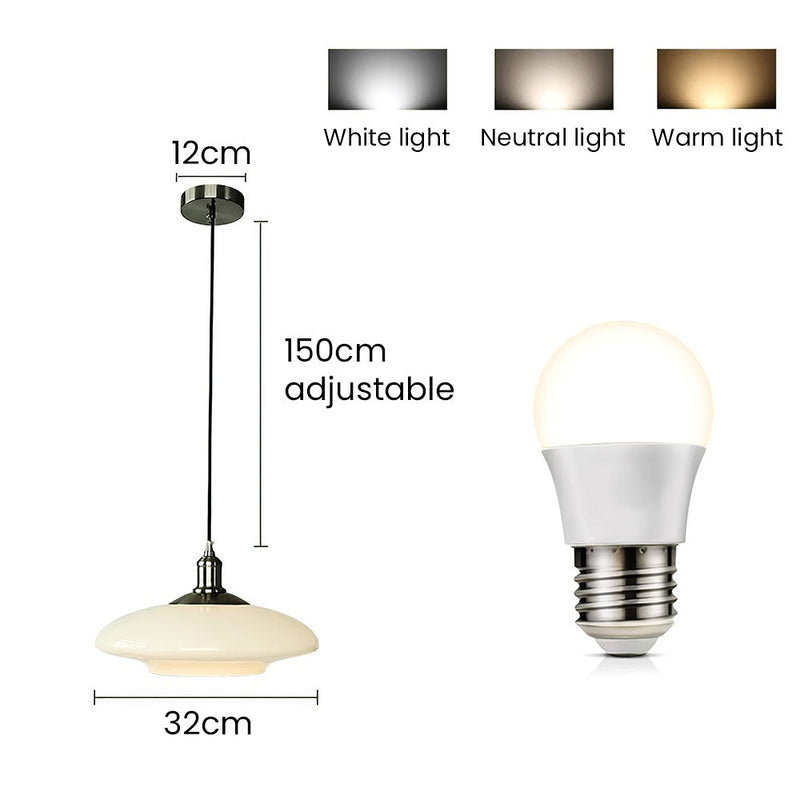 Suspension moderne en verre blanc