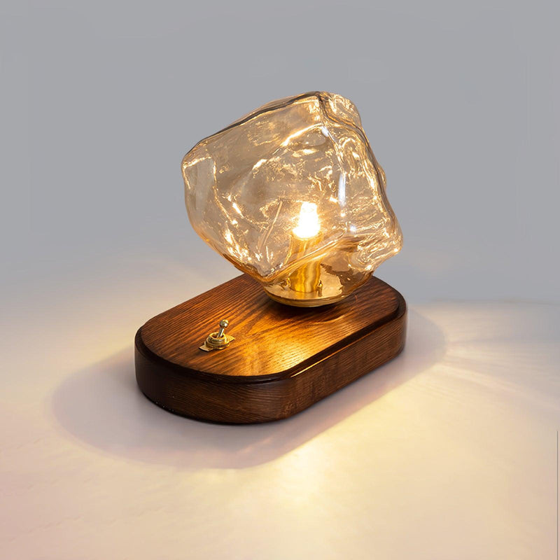 Lampe de table en verre en forme de pierre de glace