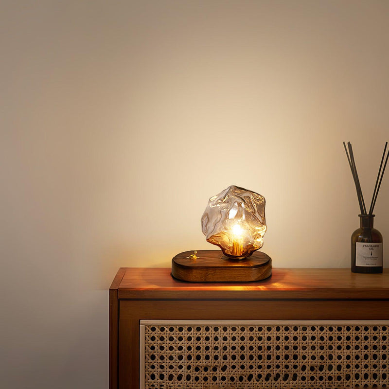 Lampe de table en verre en forme de pierre de glace