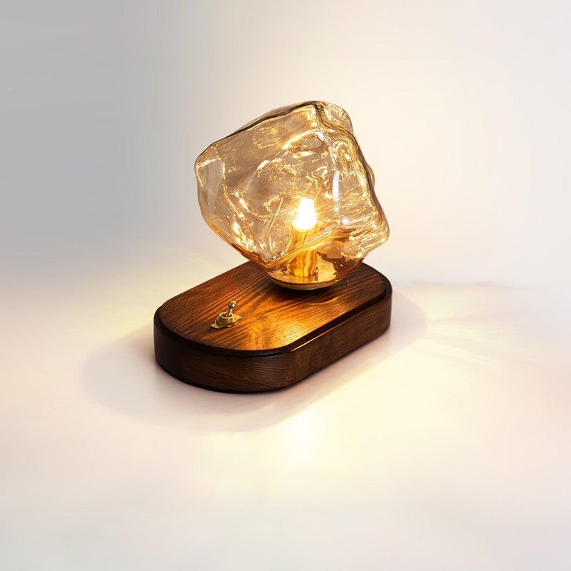 Lampe de table en verre en forme de pierre de glace