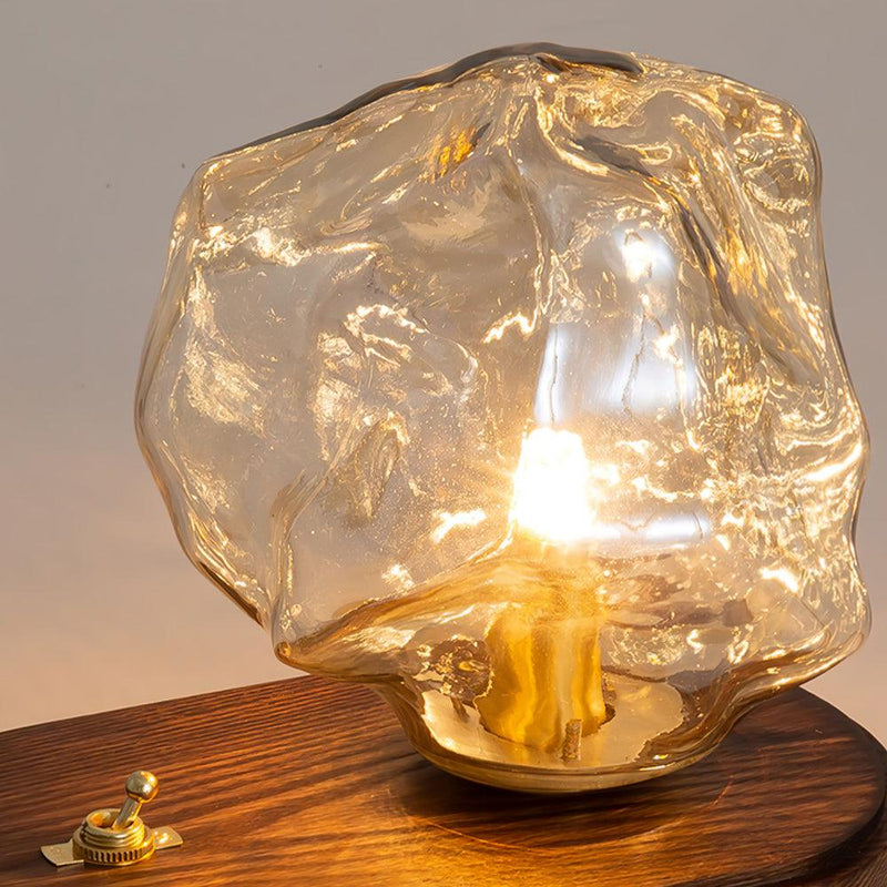 Lampe de table en verre en forme de pierre de glace