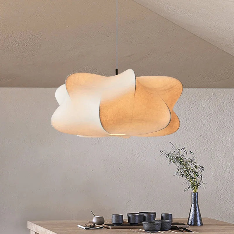 Lampe Suspendue Japonaise En Soie Wabi Sabi