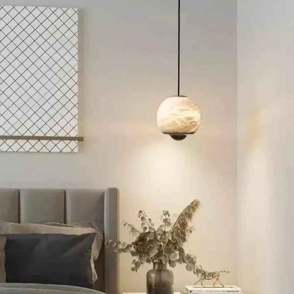 Lampe Pendante Sphère En Marbre Nordique Et Albâtre