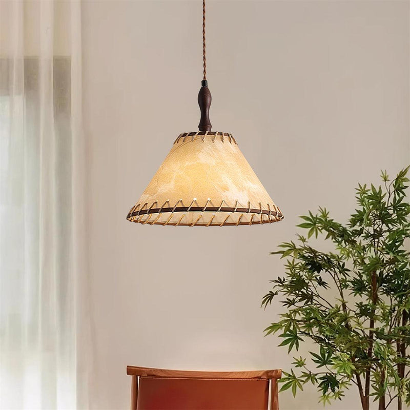 Lampe Suspendue En Bois Et Tissu