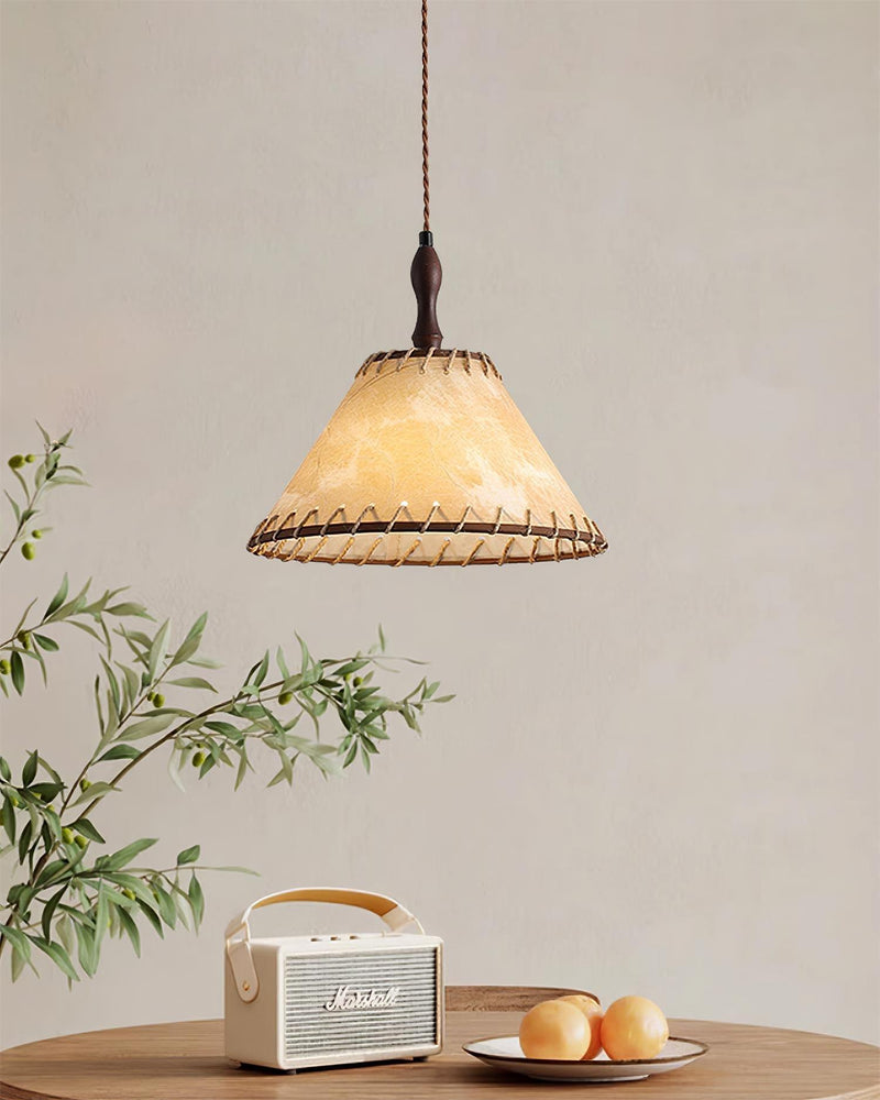 Lampe Suspendue En Bois Et Tissu