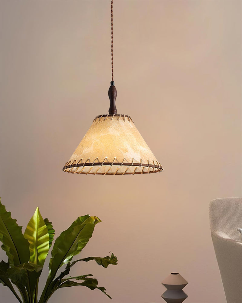 Lampe Suspendue En Bois Et Tissu