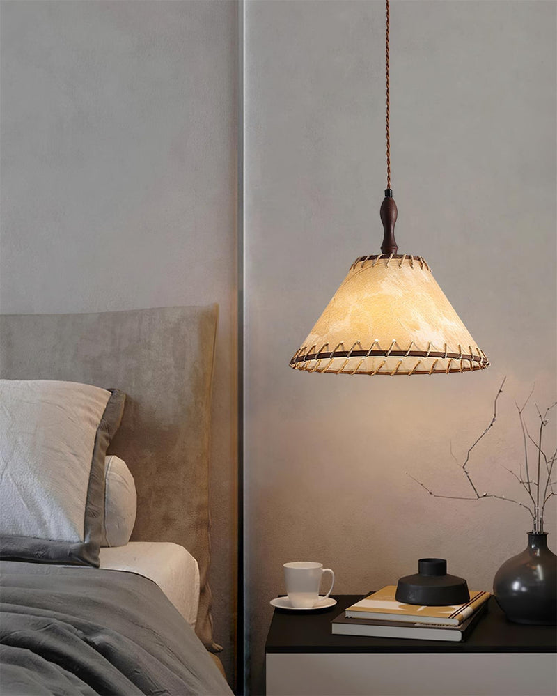 Lampe Suspendue En Bois Et Tissu