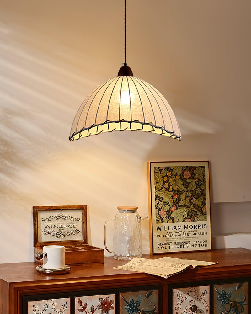 Lampe Suspendue En Bois Et Tissu