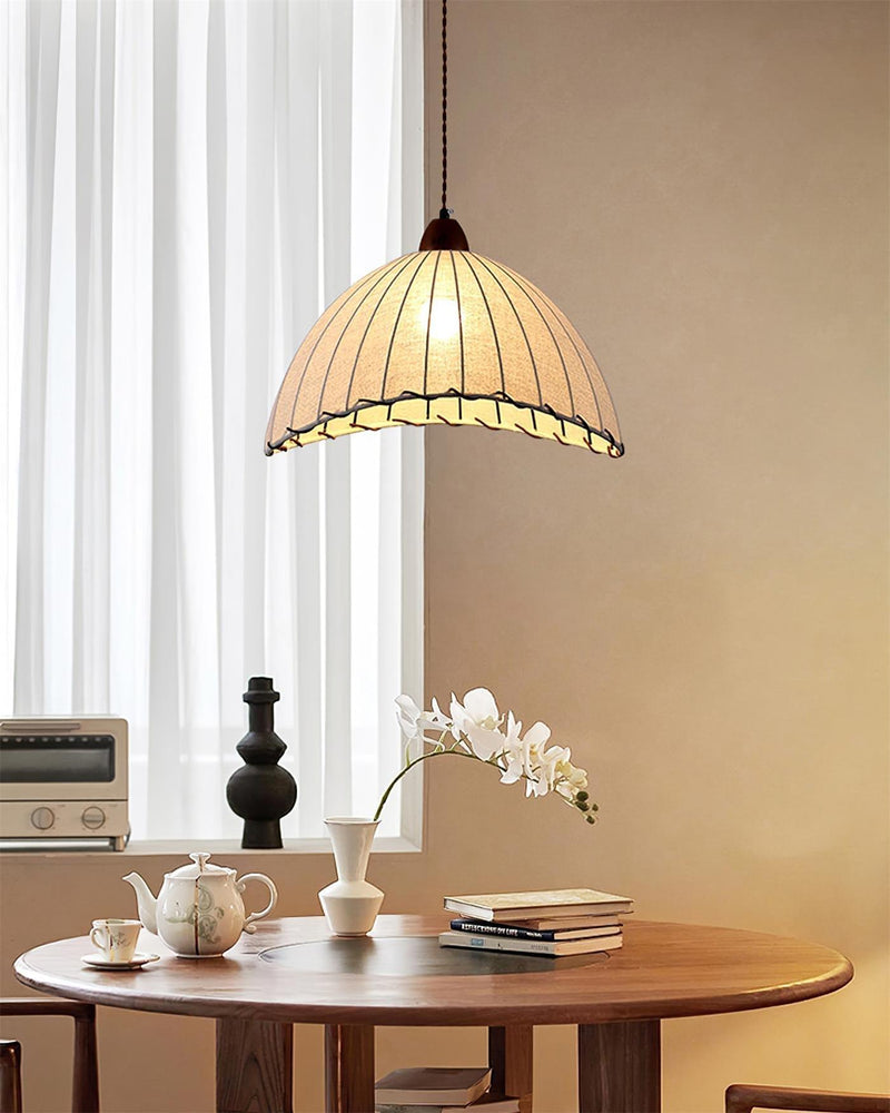 Lampe Suspendue En Bois Et Tissu