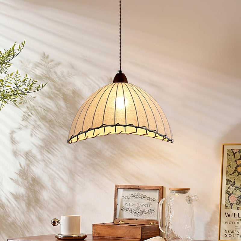 Lampe Suspendue En Bois Et Tissu