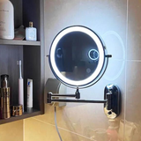 Miroir Grossissant À Led Noir Rechargeable Pour Le Maquillage Et La Salle De Bain