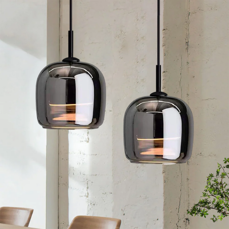 Lampe pendante nordique en verre noir