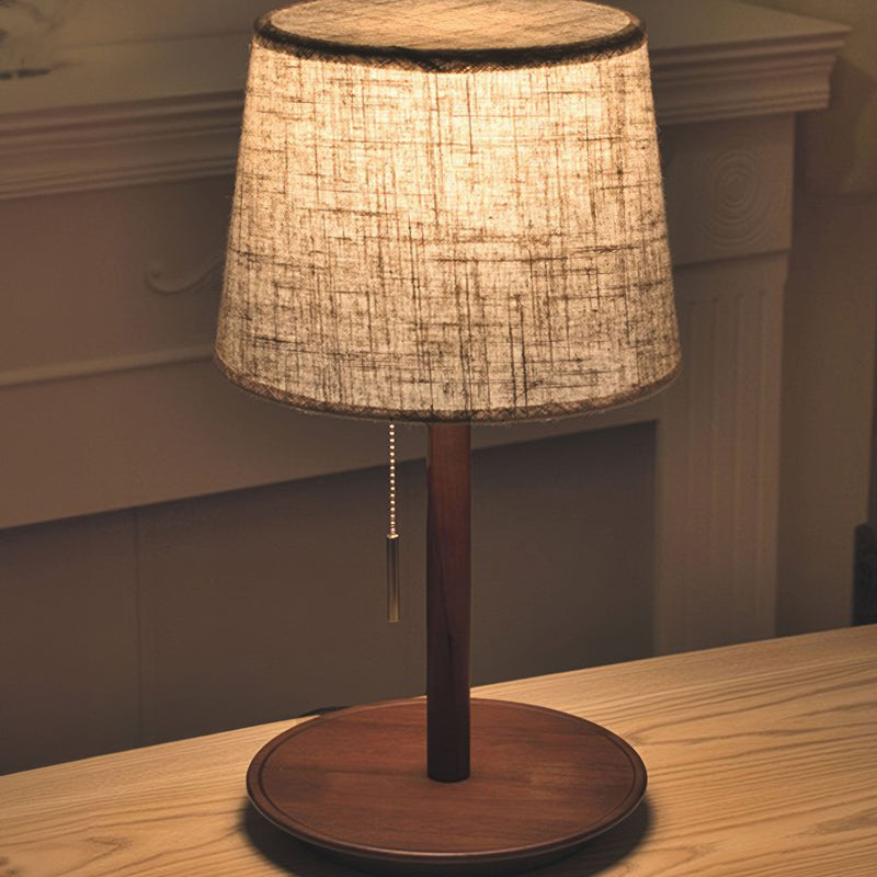 Gentle Glow - Lampe En Noyer Nordique Avec Accents En Tissu De Luxe