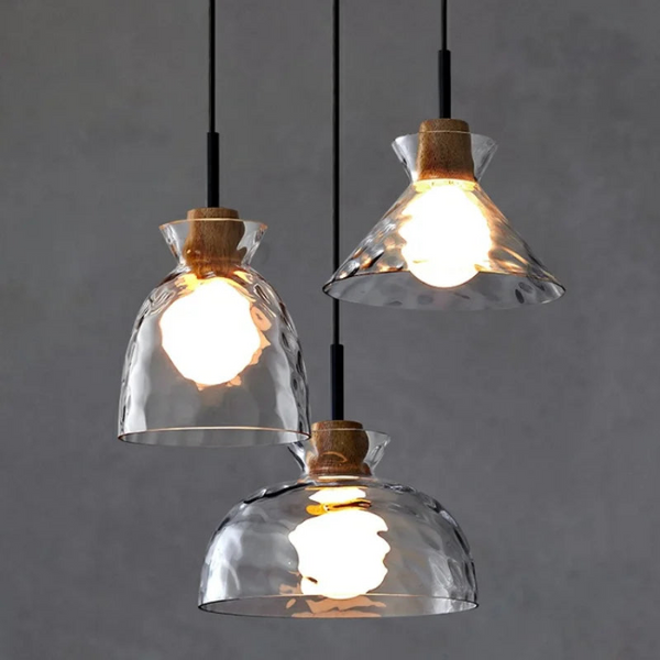 Art Ripple Verre Lampe À Suspendre En Bois
